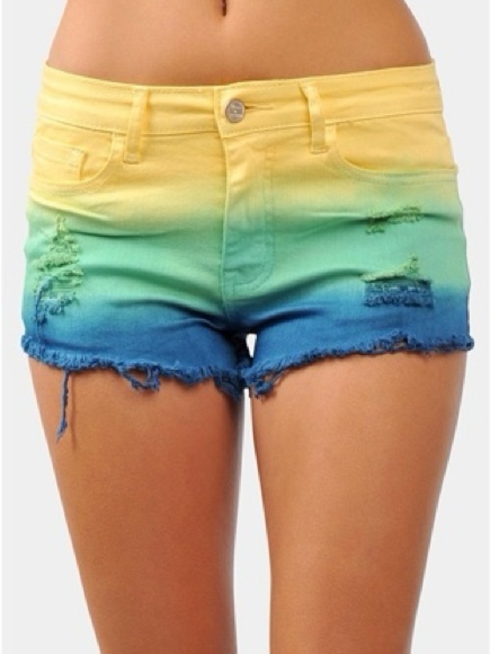 Klique B Ombre Distressed Denim Shorts